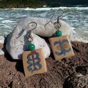 Hand Painted Artisan Vintage Craft Earrings Womens Jewelry Fashion Boho Costume